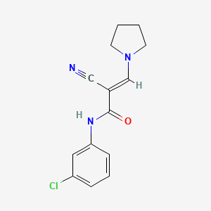 molecular formula C14H14ClN3O B2821584 (E)-N-(3-chlorophenyl)-2-cyano-3-pyrrolidin-1-ylprop-2-enamide CAS No. 64373-02-0