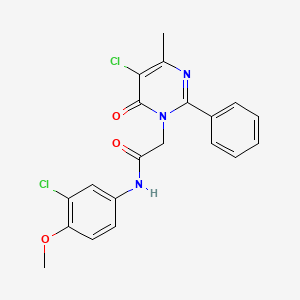 molecular formula C20H17Cl2N3O3 B2821593 N-(3-chloro-4-methoxyphenyl)-2-(5-chloro-4-methyl-6-oxo-2-phenyl-1,6-dihydropyrimidin-1-yl)acetamide CAS No. 1421464-31-4
