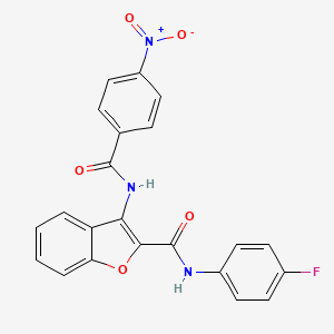 molecular formula C22H14FN3O5 B2821594 N-(4-fluorophenyl)-3-(4-nitrobenzamido)benzofuran-2-carboxamide CAS No. 887885-26-9