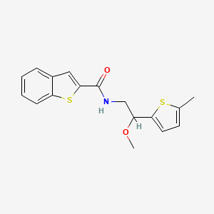 molecular formula C17H17NO2S2 B2821599 N-(2-methoxy-2-(5-methylthiophen-2-yl)ethyl)benzo[b]thiophene-2-carboxamide CAS No. 1706376-59-1