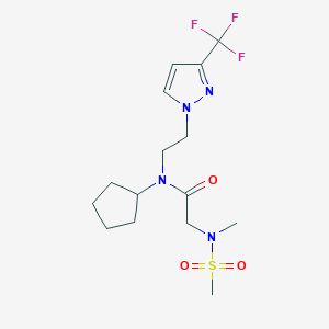molecular formula C15H23F3N4O3S B2821601 N-cyclopentyl-2-(N-methylmethanesulfonamido)-N-{2-[3-(trifluoromethyl)-1H-pyrazol-1-yl]ethyl}acetamide CAS No. 2034378-91-9