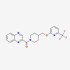 molecular formula C21H19F3N4O2 B2821602 2-[4-({[6-(Trifluoromethyl)pyridin-2-yl]oxy}methyl)piperidine-1-carbonyl]quinoxaline CAS No. 2202512-46-5