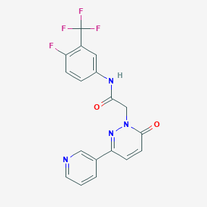 molecular formula C18H12F4N4O2 B2821607 N-(4-fluoro-3-(trifluoromethyl)phenyl)-2-(6-oxo-3-(pyridin-3-yl)pyridazin-1(6H)-yl)acetamide CAS No. 1351658-17-7