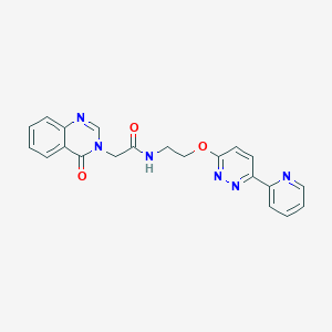 molecular formula C21H18N6O3 B2821613 2-(4-oxoquinazolin-3(4H)-yl)-N-(2-((6-(pyridin-2-yl)pyridazin-3-yl)oxy)ethyl)acetamide CAS No. 1257546-71-6