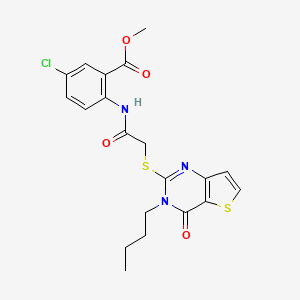 molecular formula C20H20ClN3O4S2 B2821643 methyl 2-[2-({3-butyl-4-oxo-3H,4H-thieno[3,2-d]pyrimidin-2-yl}sulfanyl)acetamido]-5-chlorobenzoate CAS No. 1252916-22-5