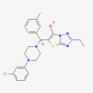 molecular formula C24H26ClN5OS B2821664 5-((4-(3-Chlorophenyl)piperazin-1-yl)(m-tolyl)methyl)-2-ethylthiazolo[3,2-b][1,2,4]triazol-6-ol CAS No. 898367-71-0