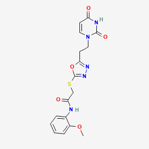 molecular formula C17H17N5O5S B2821692 2-({5-[2-(2,4-dioxo-1,2,3,4-tetrahydropyrimidin-1-yl)ethyl]-1,3,4-oxadiazol-2-yl}sulfanyl)-N-(2-methoxyphenyl)acetamide CAS No. 946307-20-6