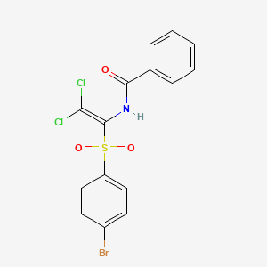 molecular formula C15H10BrCl2NO3S B2821751 N-(1-((4-bromophenyl)sulfonyl)-2,2-dichlorovinyl)benzamide CAS No. 867136-34-3