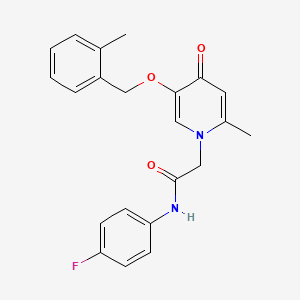 molecular formula C22H21FN2O3 B2821752 N-(4-fluorophenyl)-2-(2-methyl-5-((2-methylbenzyl)oxy)-4-oxopyridin-1(4H)-yl)acetamide CAS No. 946380-09-2
