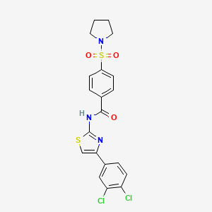 molecular formula C20H17Cl2N3O3S2 B2821762 N-(4-(3,4-dichlorophenyl)thiazol-2-yl)-4-(pyrrolidin-1-ylsulfonyl)benzamide CAS No. 313661-84-6