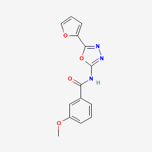 molecular formula C14H11N3O4 B2821785 N-[5-(furan-2-yl)-1,3,4-oxadiazol-2-yl]-3-methoxybenzamide CAS No. 862808-81-9