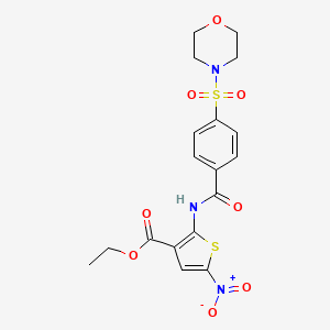 molecular formula C18H19N3O8S2 B2821804 ETHYL 2-[4-(MORPHOLINE-4-SULFONYL)BENZAMIDO]-5-NITROTHIOPHENE-3-CARBOXYLATE CAS No. 477490-97-4