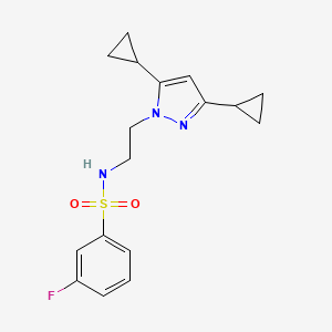 molecular formula C17H20FN3O2S B2821838 N-[2-(3,5-dicyclopropyl-1H-pyrazol-1-yl)ethyl]-3-fluorobenzene-1-sulfonamide CAS No. 2309775-32-2