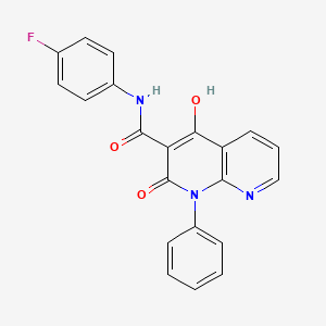 molecular formula C21H14FN3O3 B2821881 N-(4-fluorophenyl)-4-hydroxy-2-oxo-1-phenyl-1,2-dihydro-1,8-naphthyridine-3-carboxamide CAS No. 1251629-65-8