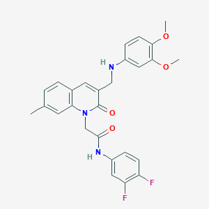 molecular formula C27H25F2N3O4 B2821986 N-(3,4-difluorophenyl)-2-(3-{[(3,4-dimethoxyphenyl)amino]methyl}-7-methyl-2-oxo-1,2-dihydroquinolin-1-yl)acetamide CAS No. 932308-33-3