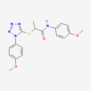 molecular formula C18H19N5O3S B2821988 N-(4-methoxyphenyl)-2-((1-(4-methoxyphenyl)-1H-tetrazol-5-yl)thio)propanamide CAS No. 887348-09-6