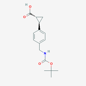B2822007 (1R,2R)-2-[4-[[(2-Methylpropan-2-yl)oxycarbonylamino]methyl]phenyl]cyclopropane-1-carboxylic acid CAS No. 2230798-57-7
