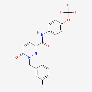 molecular formula C19H13F4N3O3 B2822020 1-(3-fluorobenzyl)-6-oxo-N-(4-(trifluoromethoxy)phenyl)-1,6-dihydropyridazine-3-carboxamide CAS No. 1040665-18-6