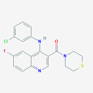 molecular formula C20H17ClFN3OS B2822093 N-(3-CHLOROPHENYL)-6-FLUORO-3-(THIOMORPHOLINE-4-CARBONYL)QUINOLIN-4-AMINE CAS No. 1359224-14-8