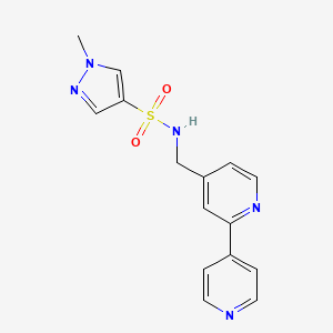 molecular formula C15H15N5O2S B2822135 N-([2,4'-bipyridin]-4-ylmethyl)-1-methyl-1H-pyrazole-4-sulfonamide CAS No. 2034394-12-0