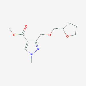 molecular formula C12H18N2O4 B2822177 Methyl 1-methyl-3-(oxolan-2-ylmethoxymethyl)pyrazole-4-carboxylate CAS No. 1975117-77-1