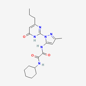 molecular formula C19H26N6O3 B2822194 N1-cyclohexyl-N2-(3-methyl-1-(6-oxo-4-propyl-1,6-dihydropyrimidin-2-yl)-1H-pyrazol-5-yl)oxalamide CAS No. 1014004-84-2