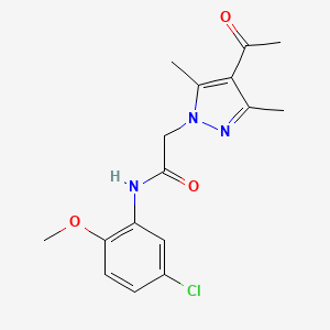 molecular formula C16H18ClN3O3 B2822196 2-(4-acetyl-3,5-dimethyl-1H-pyrazol-1-yl)-N-(5-chloro-2-methoxyphenyl)acetamide CAS No. 1019101-20-2
