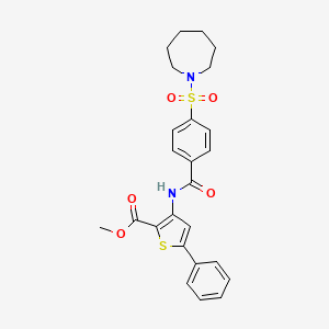 molecular formula C25H26N2O5S2 B2822290 methyl 3-[4-(azepane-1-sulfonyl)benzamido]-5-phenylthiophene-2-carboxylate CAS No. 396724-93-9
