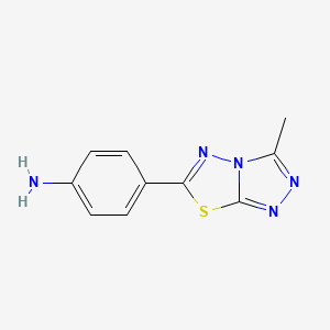 molecular formula C10H9N5S B2822291 4-(3-Methyl-[1,2,4]triazolo[3,4-b][1,3,4]thiadiazol-6-yl)-phenylamine CAS No. 701251-76-5