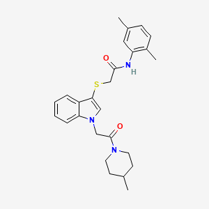 molecular formula C26H31N3O2S B2822295 N-(2,5-dimethylphenyl)-2-({1-[2-(4-methylpiperidin-1-yl)-2-oxoethyl]-1H-indol-3-yl}sulfanyl)acetamide CAS No. 878055-76-6