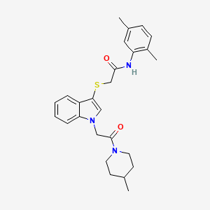 N-(2,5-dimethylphenyl)-2-((1-(2-(4-methylpiperidin-1-yl)-2-oxoethyl)-1H-indol-3-yl)thio)acetamide