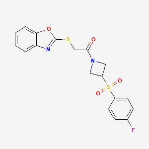 2-(Benzo[d]oxazol-2-ylthio)-1-(3-((4-fluorophenyl)sulfonyl)azetidin-1-yl)ethanone