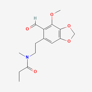 molecular formula C15H19NO5 B2822299 N-(2-(6-formyl-7-methoxybenzo[d][1,3]dioxol-5-yl)ethyl)-N-methylpropionamide CAS No. 858745-20-7