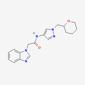 2-(1H-benzo[d]imidazol-1-yl)-N-(1-((tetrahydro-2H-pyran-2-yl)methyl)-1H-pyrazol-4-yl)acetamide