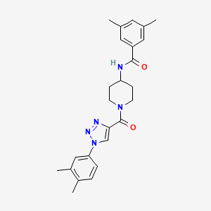 N-(1-(1-(3,4-dimethylphenyl)-1H-1,2,3-triazole-4-carbonyl)piperidin-4-yl)-3,5-dimethylbenzamide