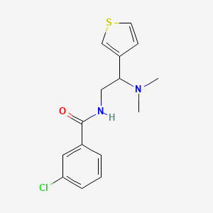 B2822343 3-chloro-N-(2-(dimethylamino)-2-(thiophen-3-yl)ethyl)benzamide CAS No. 946326-88-1
