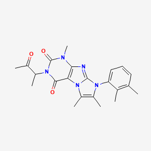 molecular formula C22H25N5O3 B2822356 6-(2,3-Dimethylphenyl)-4,7,8-trimethyl-2-(3-oxobutan-2-yl)purino[7,8-a]imidazole-1,3-dione CAS No. 878732-14-0