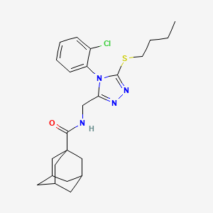 molecular formula C24H31ClN4OS B2822357 N-{[5-(butylsulfanyl)-4-(2-chlorophenyl)-4H-1,2,4-triazol-3-yl]methyl}adamantane-1-carboxamide CAS No. 477302-27-5