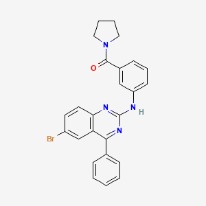 molecular formula C25H21BrN4O B2822358 6-溴-4-苯基-N-[3-(吡咯啉-1-基甲酰)苯基]喹唑啉-2-胺 CAS No. 332867-68-2