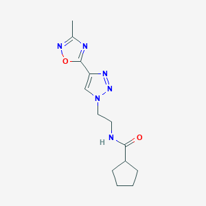 molecular formula C13H18N6O2 B2822367 N-(2-(4-(3-甲基-1,2,4-噁二唑-5-基)-1H-1,2,3-三唑-1-基)乙基)环戊烷甲酰胺 CAS No. 2034478-52-7