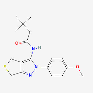 molecular formula C18H23N3O2S B2822370 N-[2-(4-methoxyphenyl)-2H,4H,6H-thieno[3,4-c]pyrazol-3-yl]-3,3-dimethylbutanamide CAS No. 893940-31-3