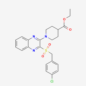 Ethyl 1-(3-((4-chlorobenzyl)sulfonyl)quinoxalin-2-yl)piperidine-4-carboxylate