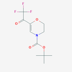 molecular formula C11H14F3NO4 B2822387 tert-butyl 6-(trifluoroacetyl)-3,4-dihydro-2H-oxazine-4-carboxylate CAS No. 2230799-91-2