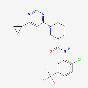 molecular formula C20H20ClF3N4O B2822406 N-[2-chloro-5-(trifluoromethyl)phenyl]-1-(6-cyclopropylpyrimidin-4-yl)piperidine-3-carboxamide CAS No. 1795300-57-0