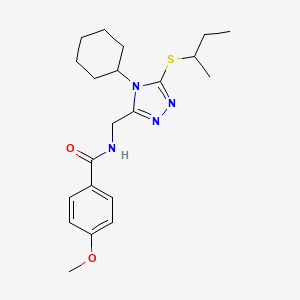 molecular formula C21H30N4O2S B2822414 N-((5-(sec-butylthio)-4-cyclohexyl-4H-1,2,4-triazol-3-yl)methyl)-4-methoxybenzamide CAS No. 476448-67-6