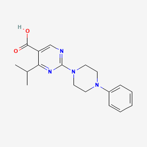 molecular formula C18H22N4O2 B2822434 4-Isopropyl-2-(4-phenylpiperazin-1-yl)pyrimidine-5-carboxylic acid CAS No. 1341030-18-9