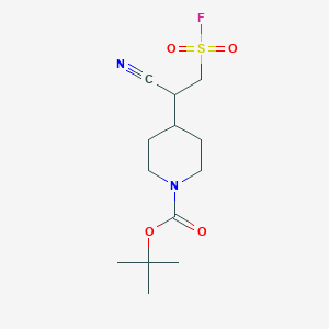 molecular formula C13H21FN2O4S B2822436 Tert-butyl 4-[1-cyano-2-(fluorosulfonyl)ethyl]piperidine-1-carboxylate CAS No. 2174001-87-5