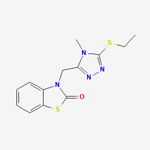 molecular formula C13H14N4OS2 B2822447 3-[(5-Ethylsulfanyl-4-methyl-1,2,4-triazol-3-yl)methyl]-1,3-benzothiazol-2-one CAS No. 847399-98-8