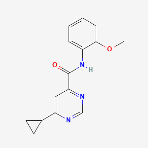 molecular formula C15H15N3O2 B2822450 6-Cyclopropyl-N-(2-methoxyphenyl)pyrimidine-4-carboxamide CAS No. 2415465-70-0