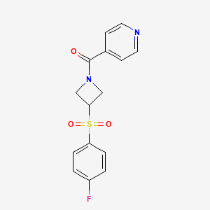 molecular formula C15H13FN2O3S B2822456 (3-((4-Fluorophenyl)sulfonyl)azetidin-1-yl)(pyridin-4-yl)methanone CAS No. 1448073-29-7
